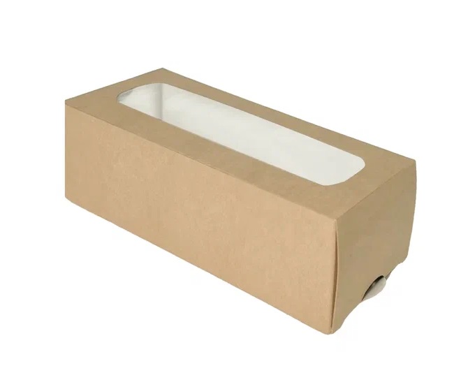 Коробка для макаронс DoECO ECO MB 6, 180×55×55 мм, крафт, с окном, 50 шт. от производителя в Кирове