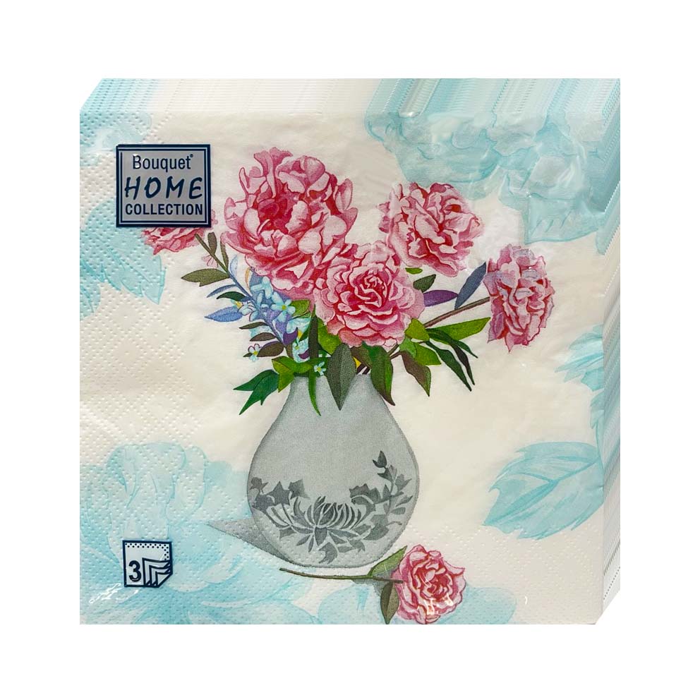 Салфетки Bouquet Home Collection «Ваза с пионами», 3 слоя, 33×33 см, 20 шт. от производителя в Кирове