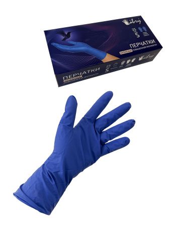 перчатки латексные синие S High Risk/25 пар