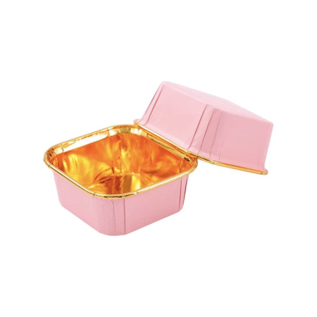 форма бум. Маффин 65х65 h=35мм розовая-золотая