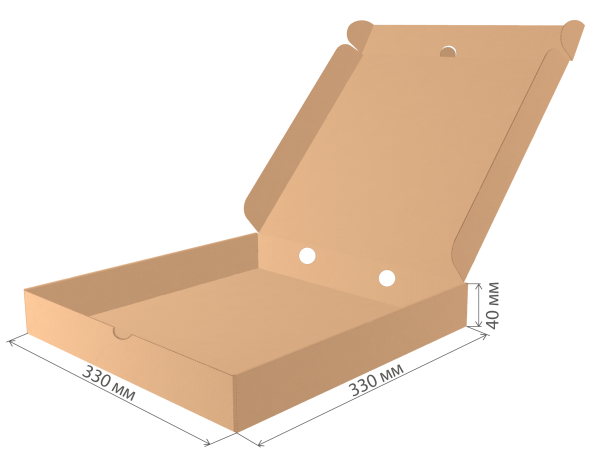коробка под пиццу микрогофрокартон 330х330х40 бур/бур