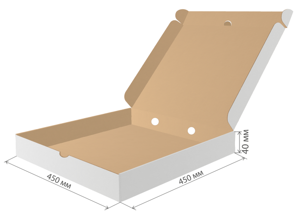 коробка под пиццу гофрокартон 450х450х40 бел/бур ЛОК