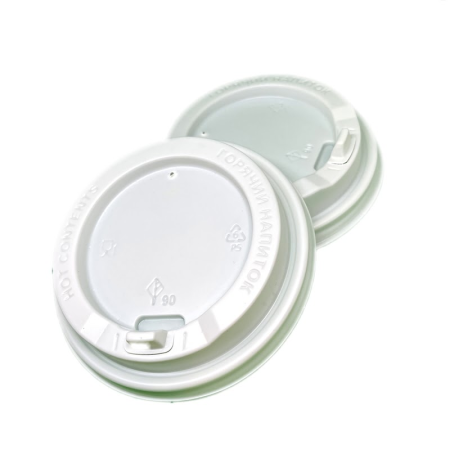 крышка д/стакана 300,400мл d=90мм белая с питейником Агроэкодом *