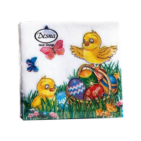 салфетки 25х25 DesnaDesing Цыплята /40