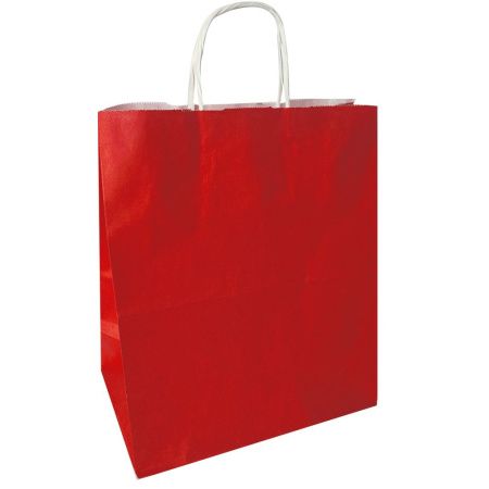 сумка бум. крафт 28х24х14 с круч. ручками КРАСНАЯ *