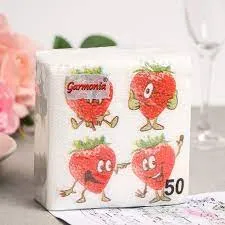салфетки 25х25  Клубника/50